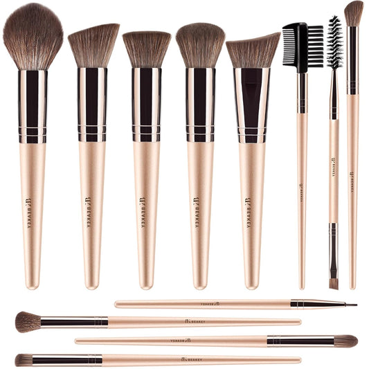 Vegan Makeup Brush Set: Soft Synthetic Brushes for Foundation & Eyeshadow, High-Density, Precise, Easy to Clean, Durable Handles